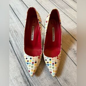 Manolo Blahnik Women’s BB Polka Dot Pumps, Sz. 36 or US 5.5M, Multi-Colored Dot